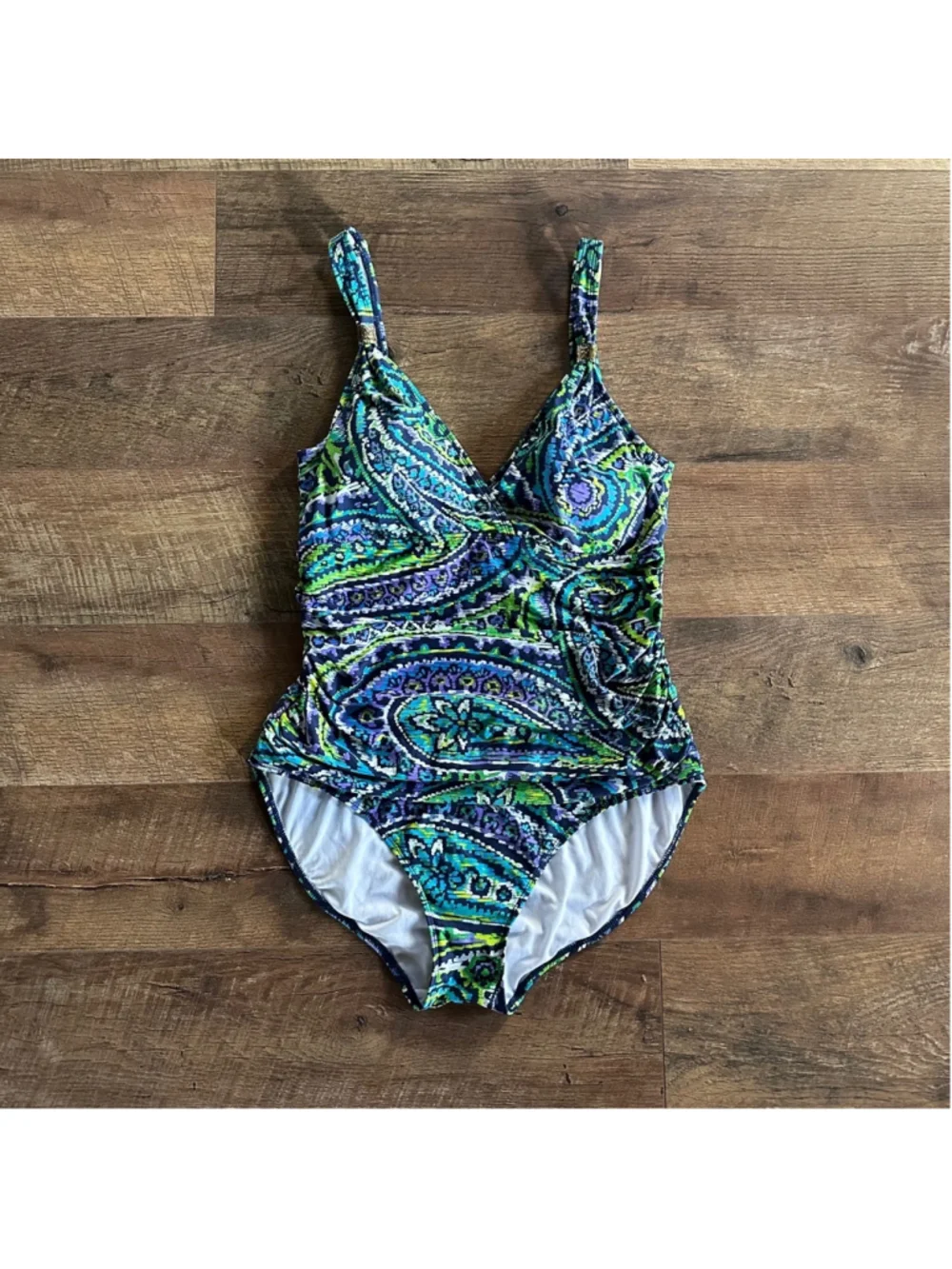 Women's Lauren Ralph Lauren Swimsuit Size 14 Blue Green Paisley Summer